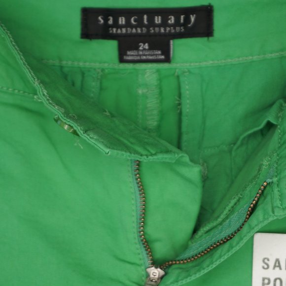 SANCTUARY Rebel Cargo Mid Rise Cropped Cotton Pants in Green Goddess size 24 NWT - Picture 15 of 16